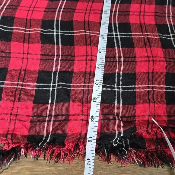 Zara black and red plaid distressed fringe punk holiday maxi dress sz M - Picture 8 of 9